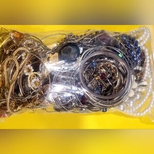 Mixed Craft Jewelry Lot Gold and Silver Tones, Faux Pearls & Stones, Enamel DIY